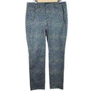 Talbots Signature Green Leopard Print Straight Leg Cotton/Spandex‎ Blend Pants